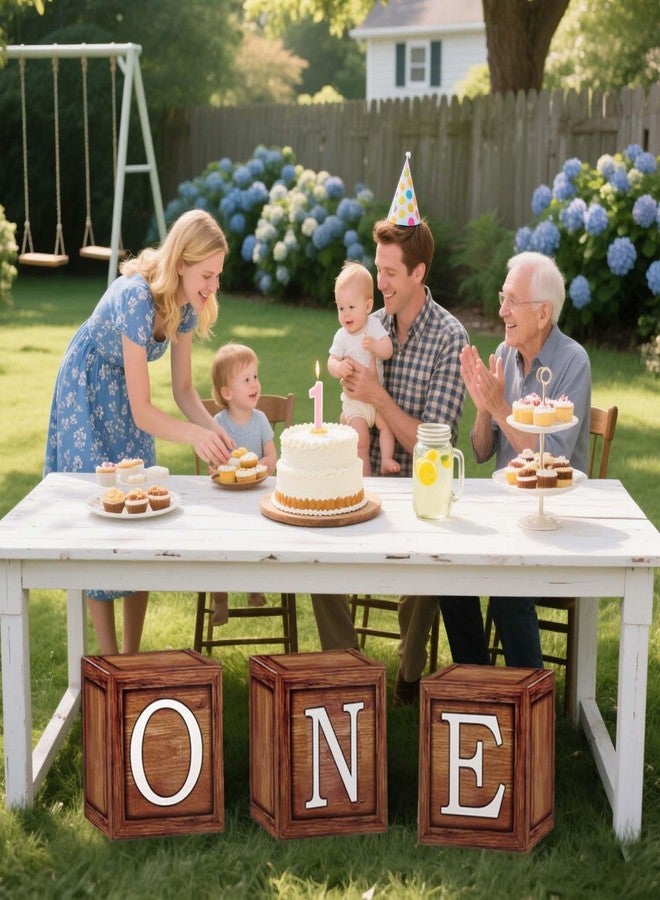 WEIKA One Boxes for 1st Birthday Wood Grain, 3 Balloon Boxes, Baby Girl & Boy 1st Birthday Party Decorations, Reusable (Wood Grain) - Image 3
